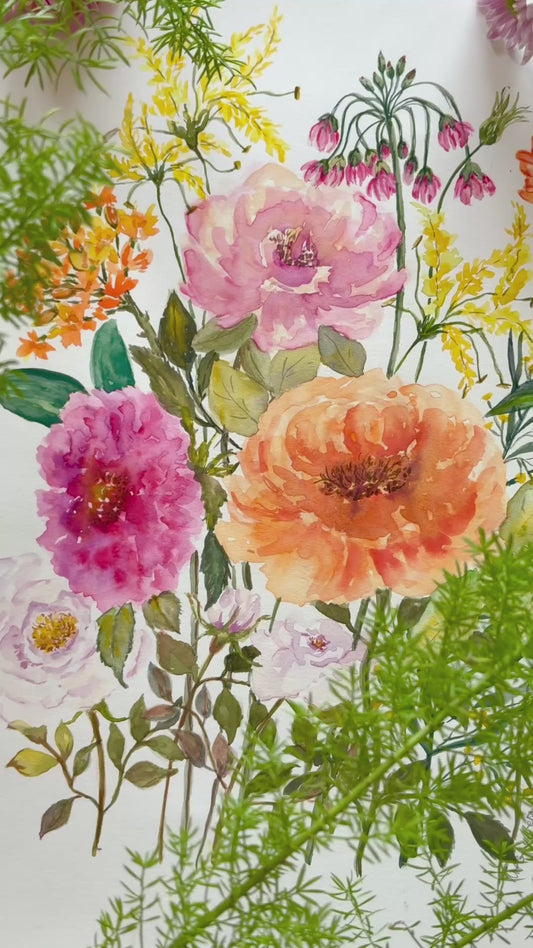 Vibrant Flower Watercolour Painting For Passionate Gardners.