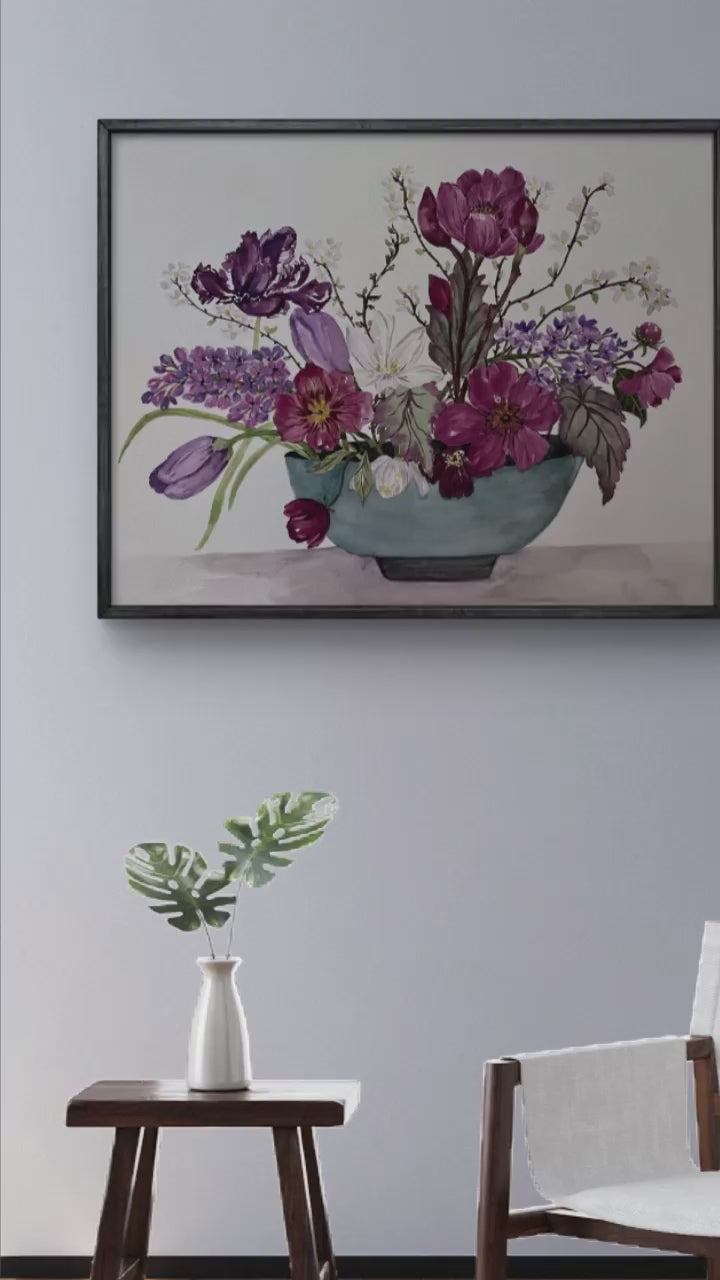 Original Watercolour  floral arrangement, A beautiful gift for someone special.