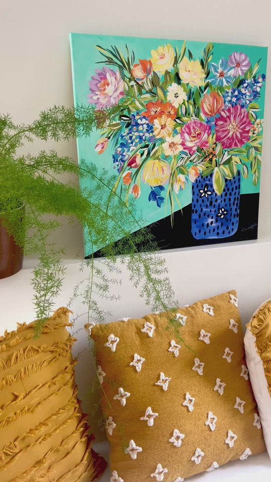 Floral Acrylic Canvas  Original Painting 20 x 20 inches.