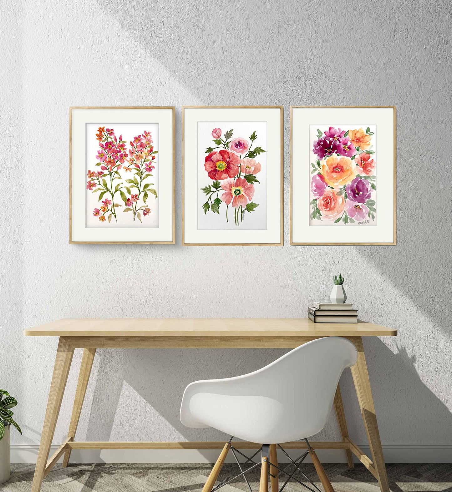 Special offer Set of 3 original watercolour floral paintings.
