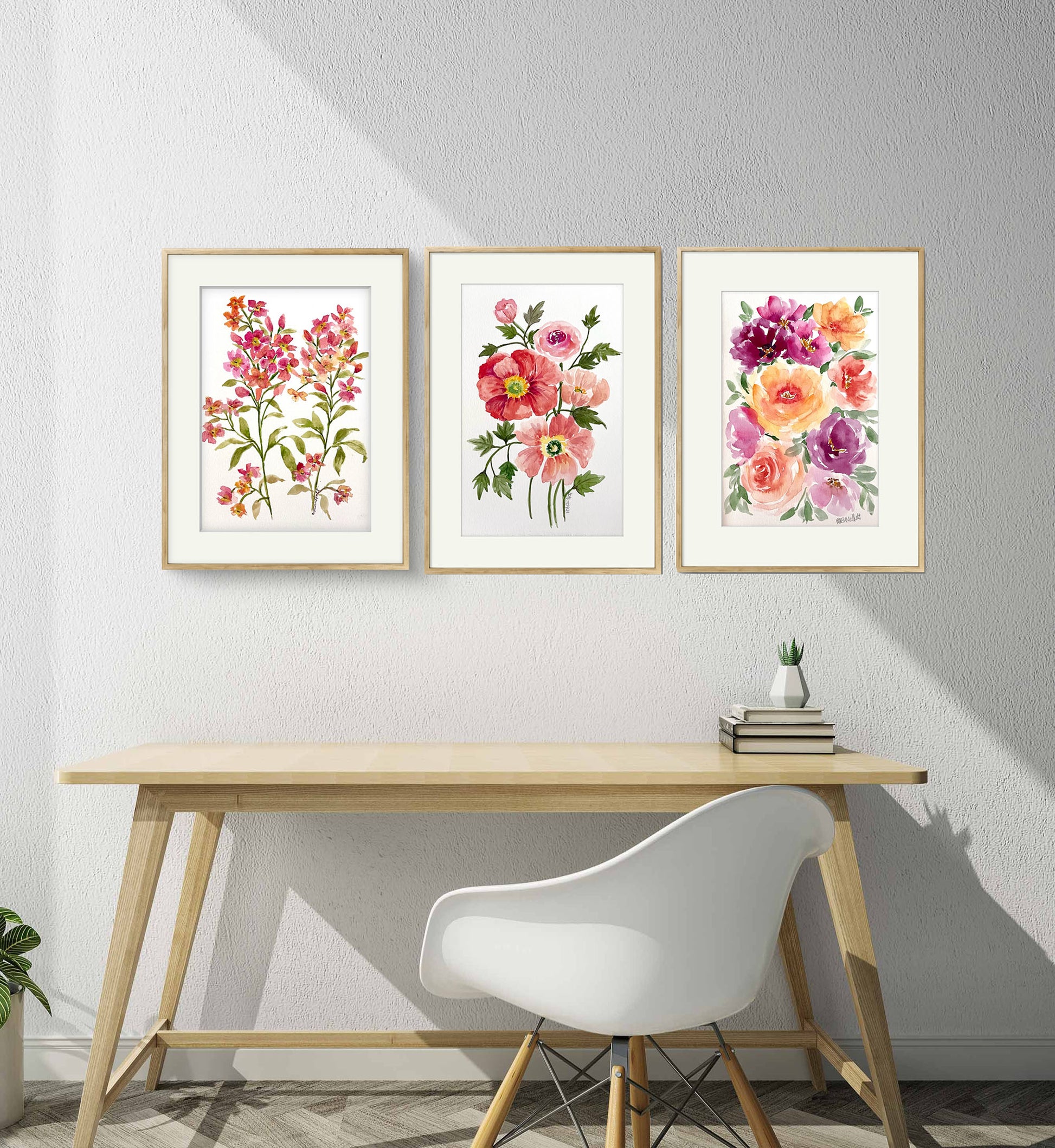 Special offer Set of 3 original watercolour floral paintings.