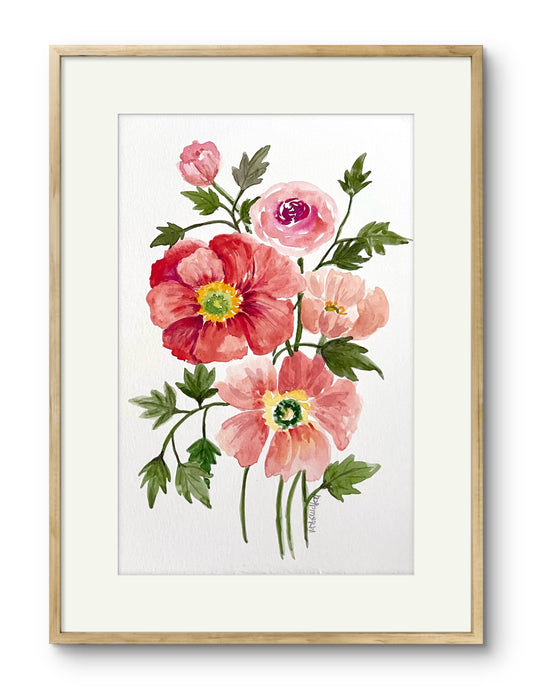 Special offer Set of 3 original watercolour floral paintings.