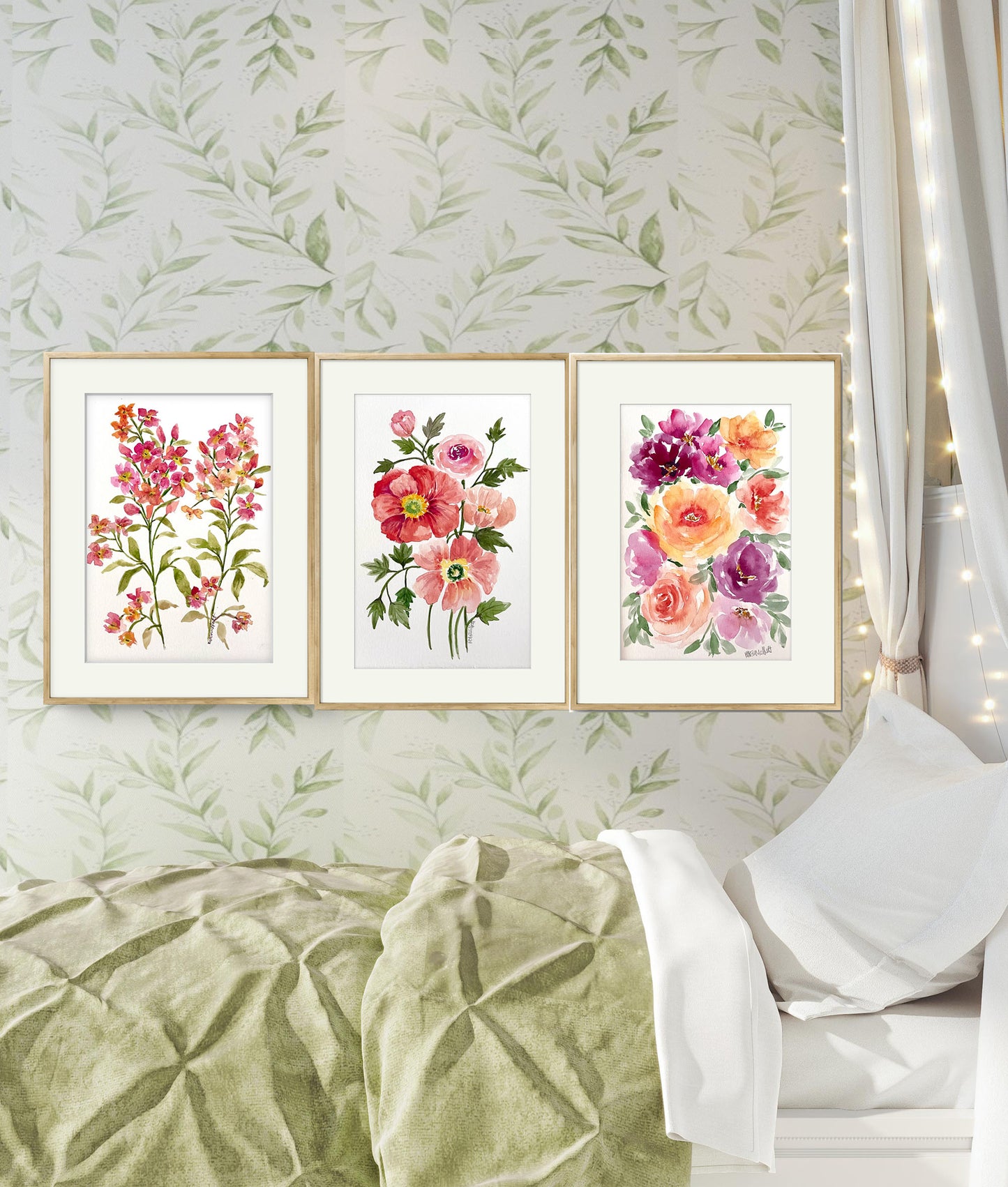 Special offer Set of 3 original watercolour floral paintings.