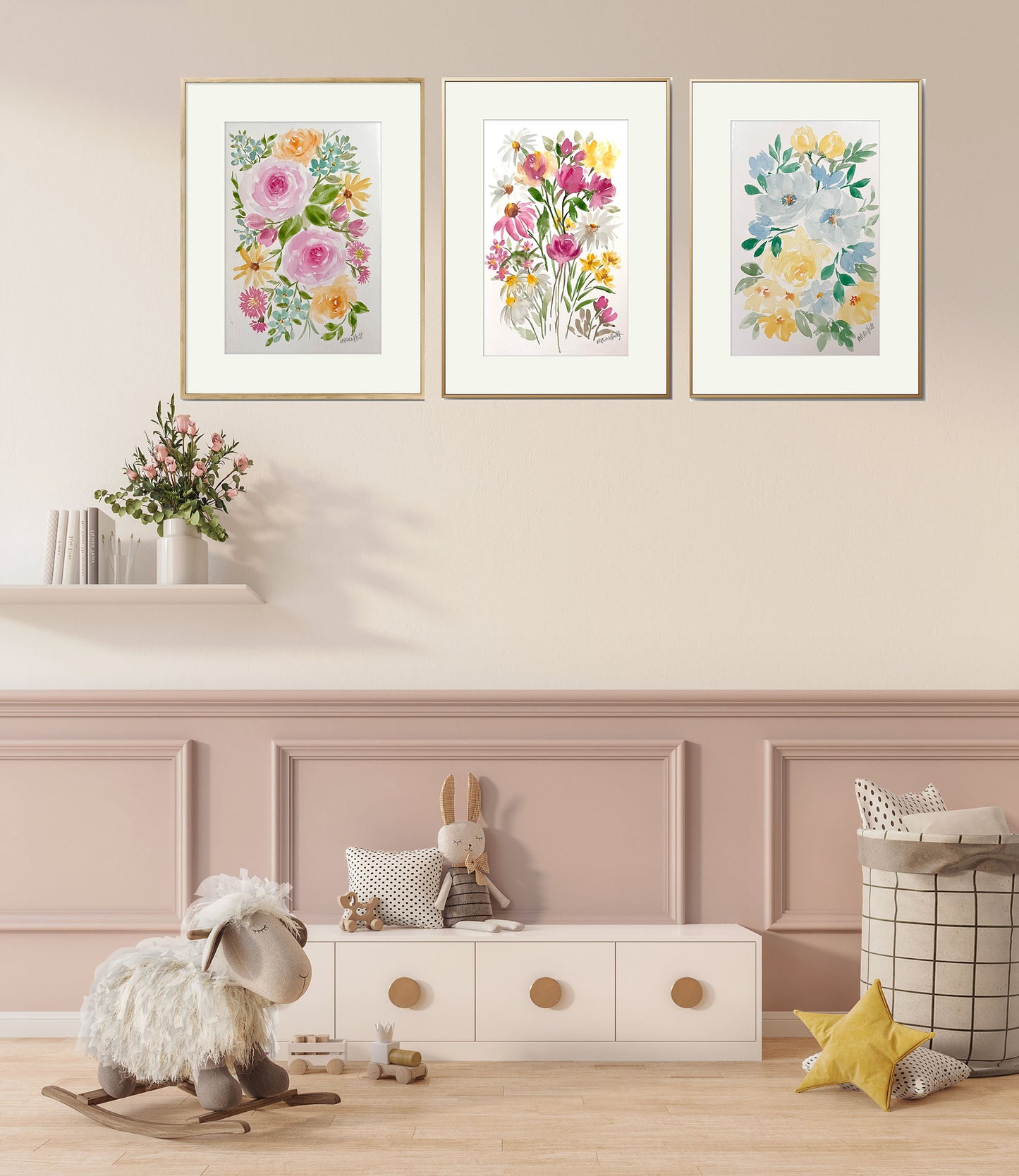 Special offer Set of 3 original watercolour floral paintings.