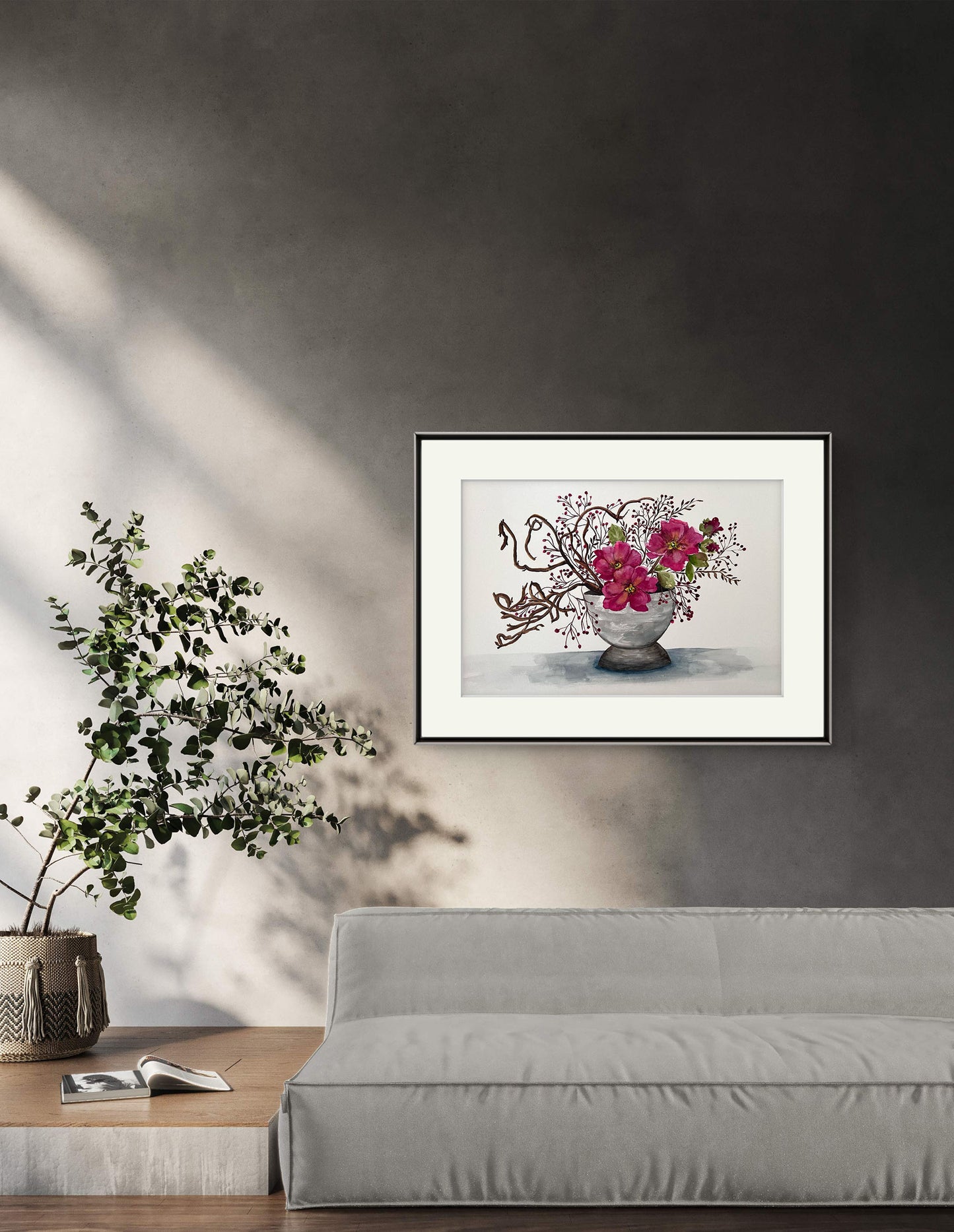 Original Watercolour Flowers twigs and berries. A thoughtful gift.