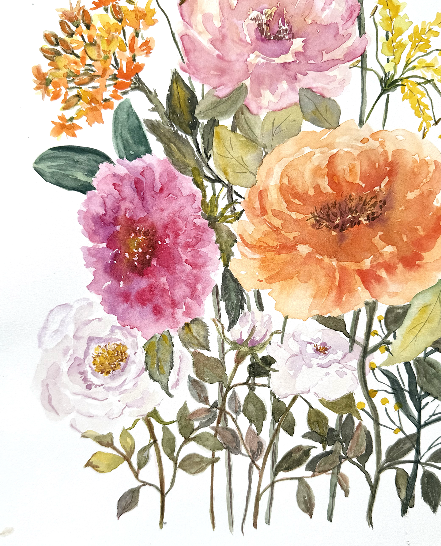 Original Floral Watercolour Painting, 12" x 18"