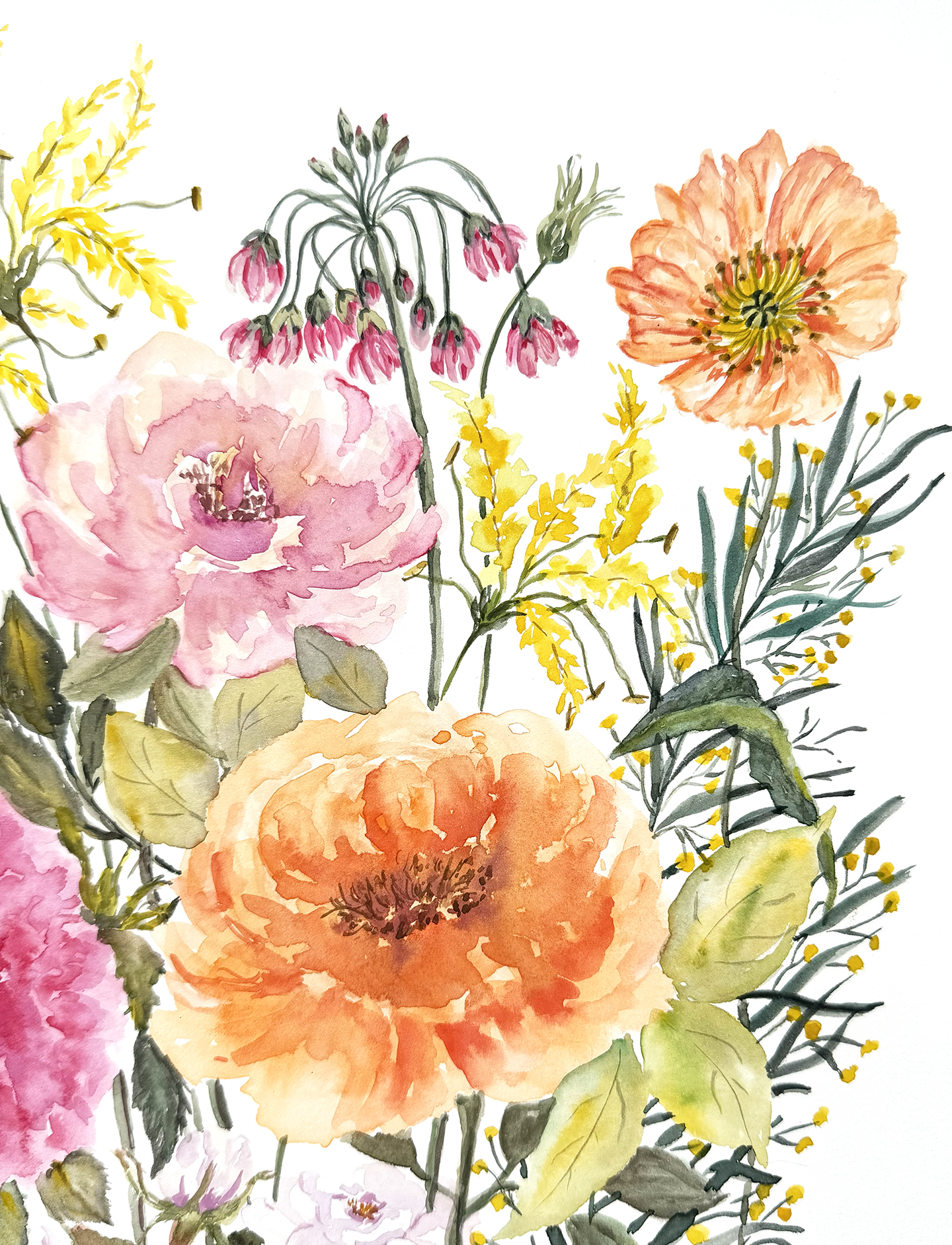 Original Floral Watercolour Painting, 12" x 18"