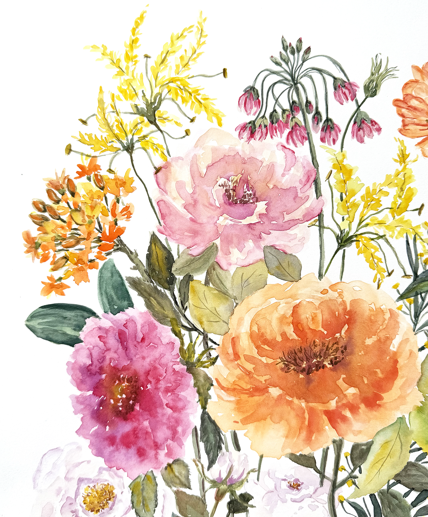 Original Floral Watercolour Painting, 12" x 18"