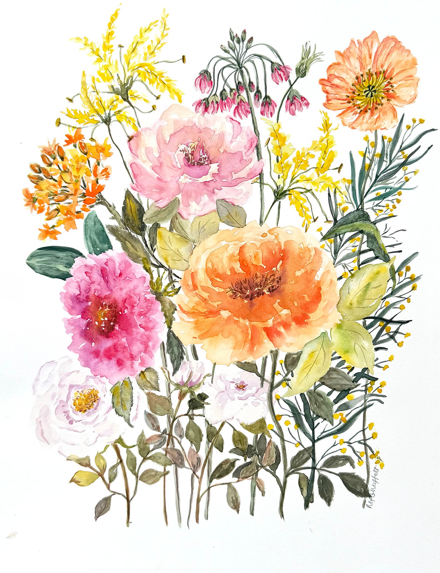 Original Floral Watercolour Painting, 12" x 18"