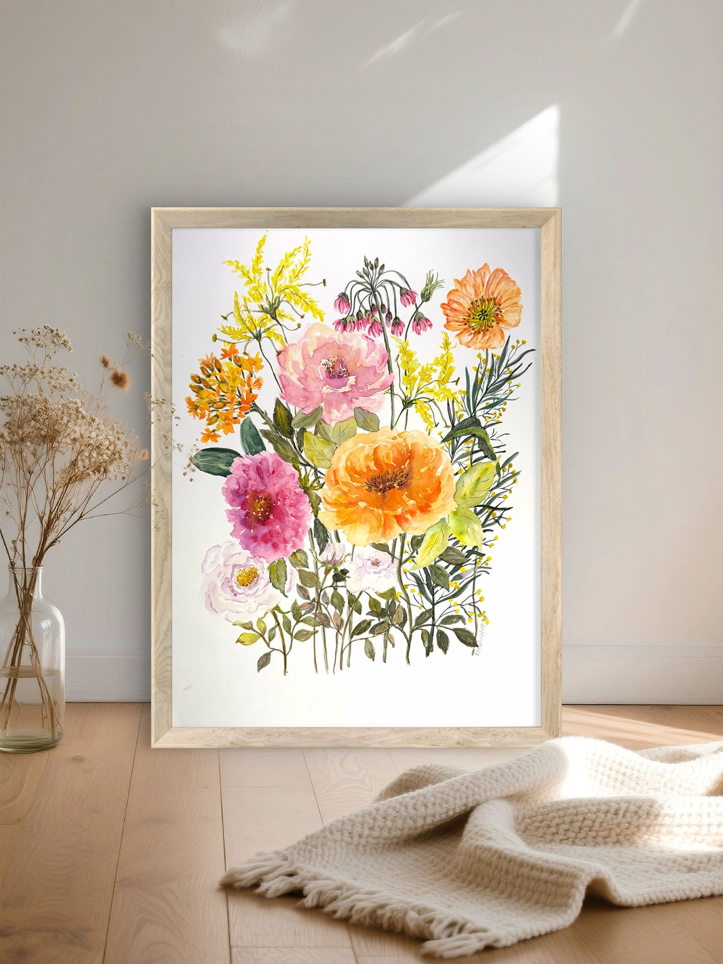 Original Floral Watercolour Painting, 12" x 18"