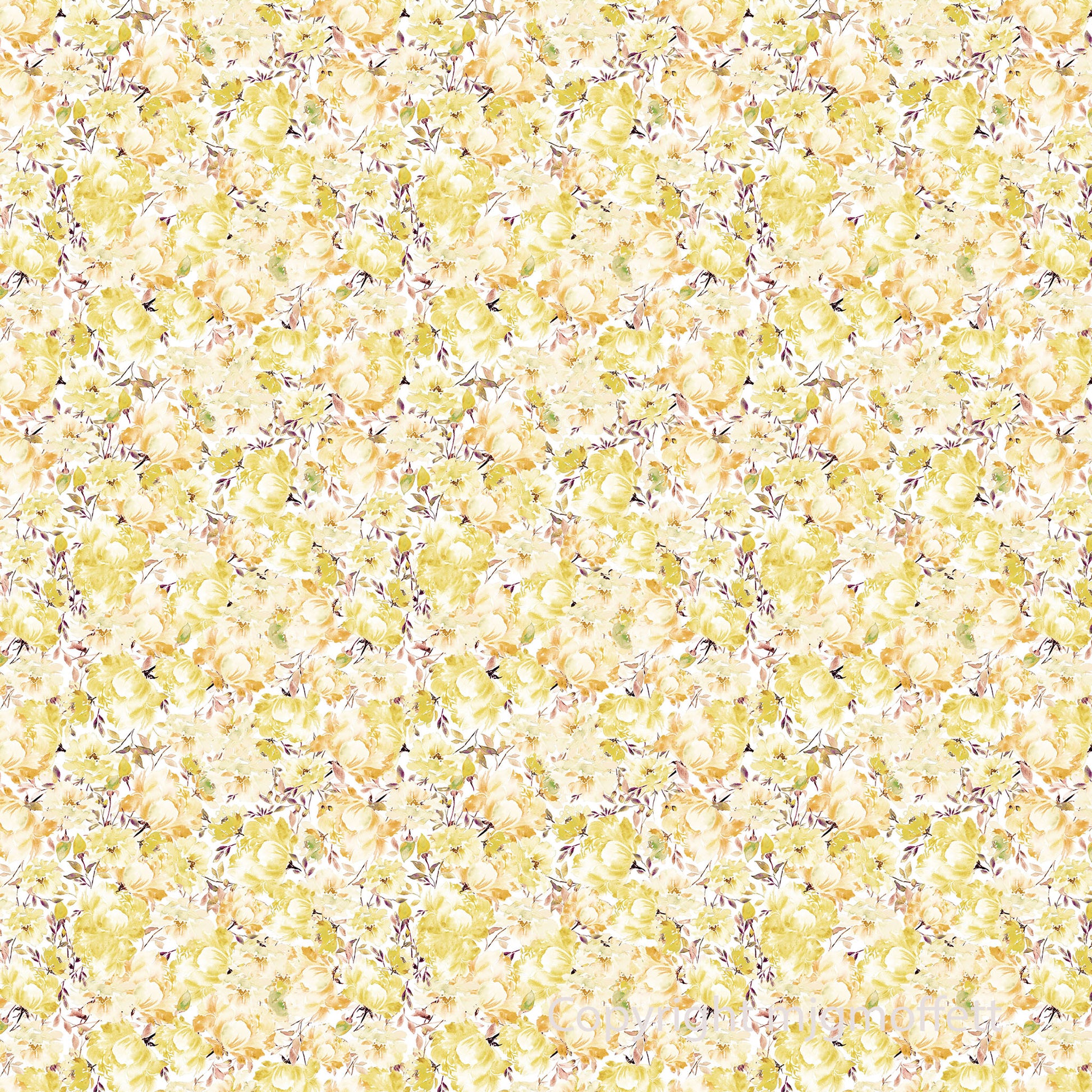 Mixed flower Fabric in yellow.Custom designed Fabrics By Art Like That.  Available in 8 types of fabric, cotton silk, Silk habotai,Silk Modal, organic cotton hemp,  Cashmere Modal, Cotton Linen Canvas, Linen, wide cotton Sateen.  Can be purchased by the meter. Unique one of a kind fabrics. Perfect for all sewing needs.