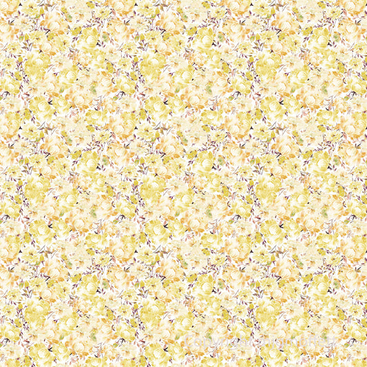 Mixed flower Fabric in yellow.Custom designed Fabrics By Art Like That.  Available in 8 types of fabric, cotton silk, Silk habotai,Silk Modal, organic cotton hemp,  Cashmere Modal, Cotton Linen Canvas, Linen, wide cotton Sateen.  Can be purchased by the meter. Unique one of a kind fabrics. Perfect for all sewing needs.